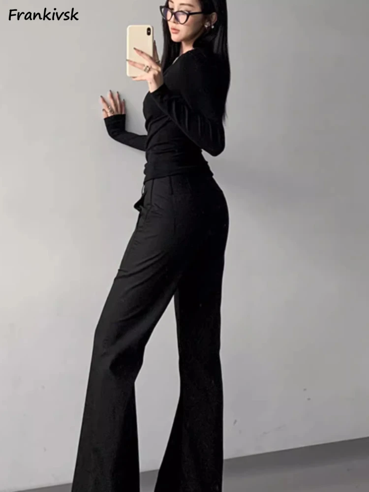 Pantalones de ocio de cintura alta para mujer, suaves y agradables para la piel, combina con todo, para ir al trabajo Formal, estilo americano