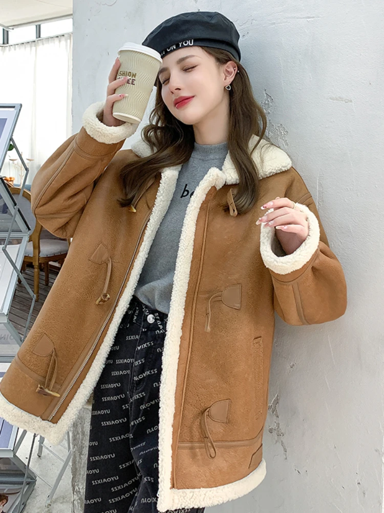 

MENINA BONITA 2023 Double-faced Fur Real Natural Merino Wool Winter Jacket Warm Women Coat Lambwool Genuine Leather Luxury New