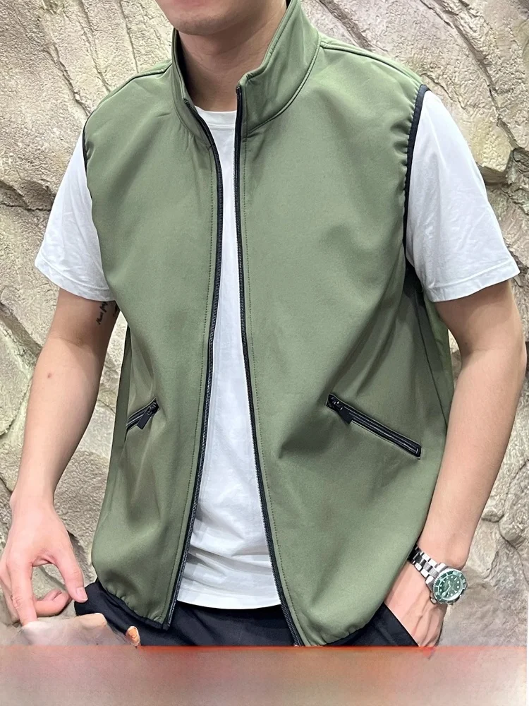 

Men's Outdoor Fce Lined Stand Collar Vest Jaet Autumn Winter Warm Sports Outerwear Stand Fit Polyester Cotton Blend