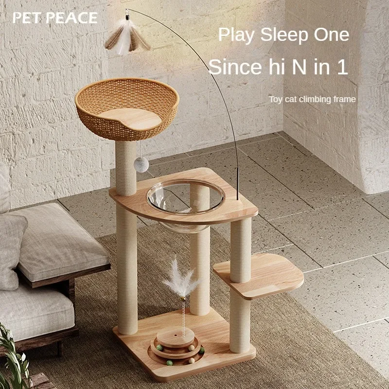 

Cat Tree House Cat Climbing Frame Cattery Space Capsule The Cat Scratched The Board Small Footprint Sisal Hemp Pet Accessories