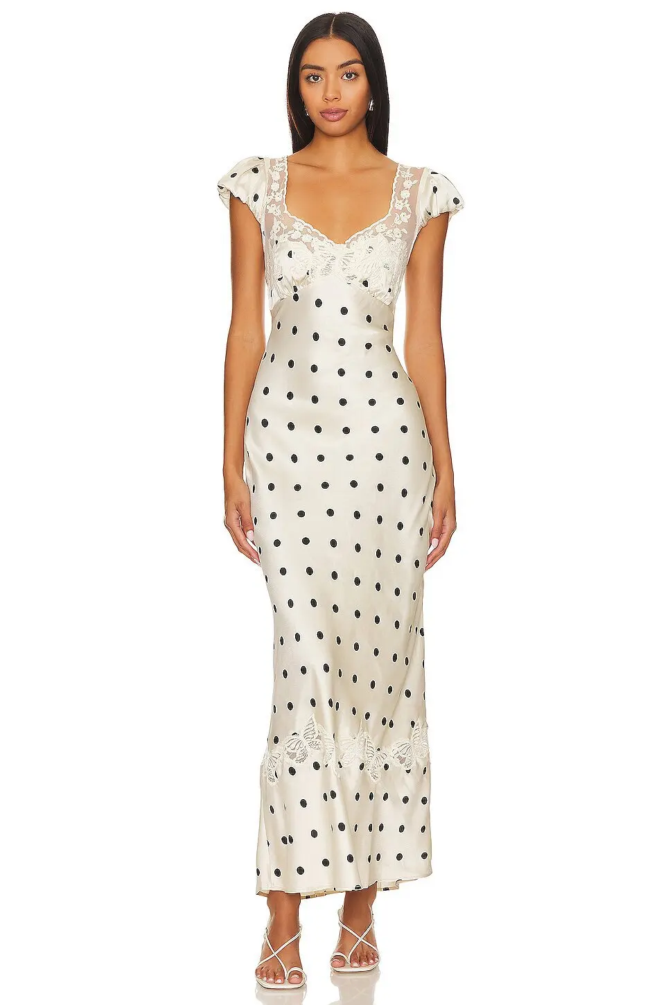 Fashionable Elegant Vintage Lace Patchwork Polka Dot Backless Maxi Dress For Women Luxurious Prom Dinner Party Wedding Guests