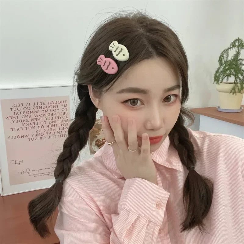 Ins Fashion Candy Color Mini Snapper Hair Clips for Girls Fish Cat Cute Bangs Side Clip Students Kids Barrette Hair Styling Tool