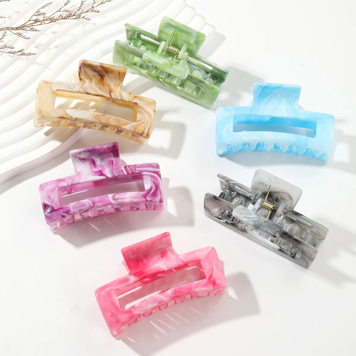 Multi Color Rectangle  Claw Clips, Colorful Non-Slip Strong Hold Jaw  Clamps, Styling Accessories For Women Girls Thin T