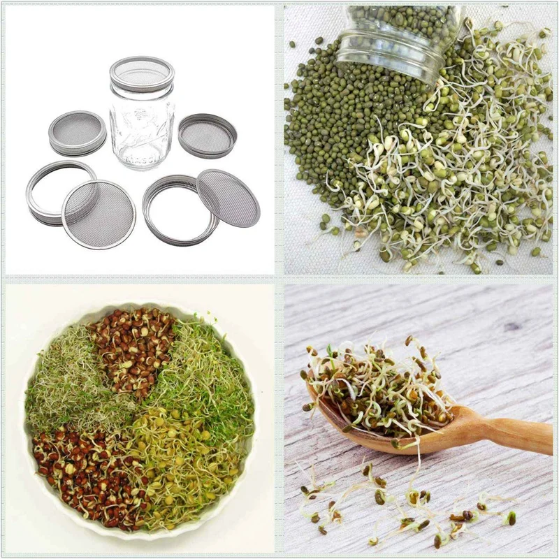 Set Of 8 Stainless Steel Sprouting Jar Lid Kit For Superb Ventilation Fit For Wide Mouth Jars Canning Jars