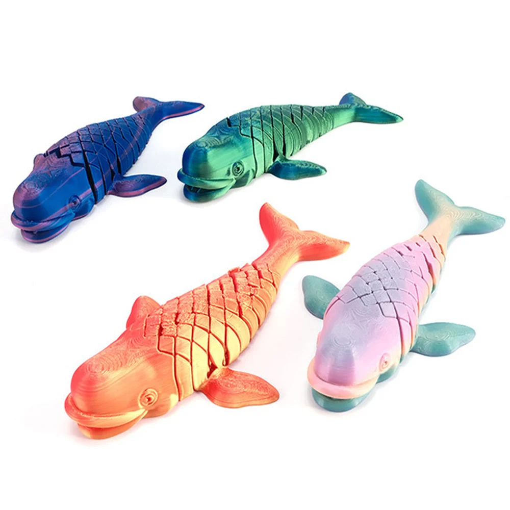 3D Printed Toys whales Figures Multi-joint Model Ornament Realistic Decorations Relieving Desktop Novelty Creativity Kids Gifts