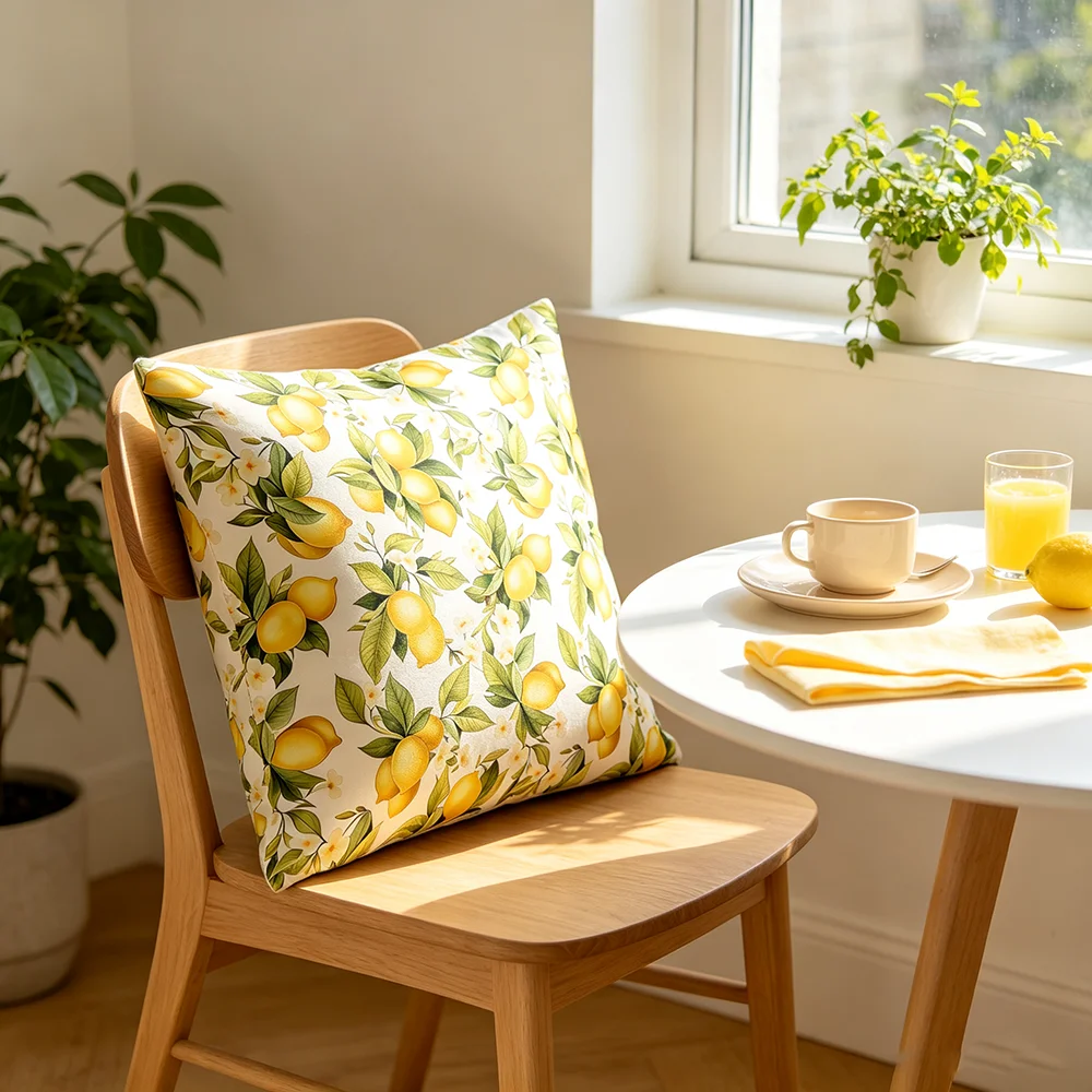 1PC Digital Print Pillow Cover Cushion Cover Lemon Citrus Fruit Botanical Summer Tropical Garden Decorative Throw Pillow Case