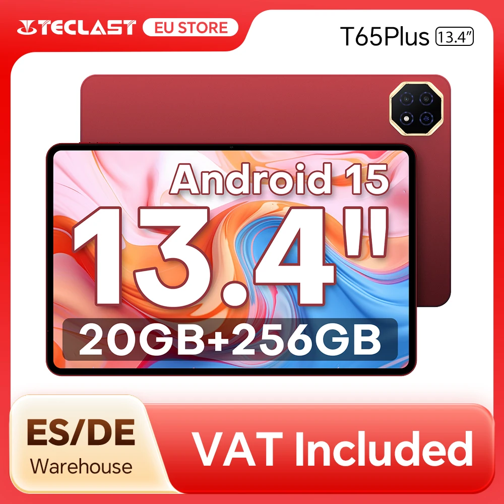Teclast T65 Plus Tablet da 13,4 Android 15 120Hz IPS 20GB(8+12) RAM 256GB ROM Helio G99 10000mAh 18W Ricarica rapida GPS 4G LTE