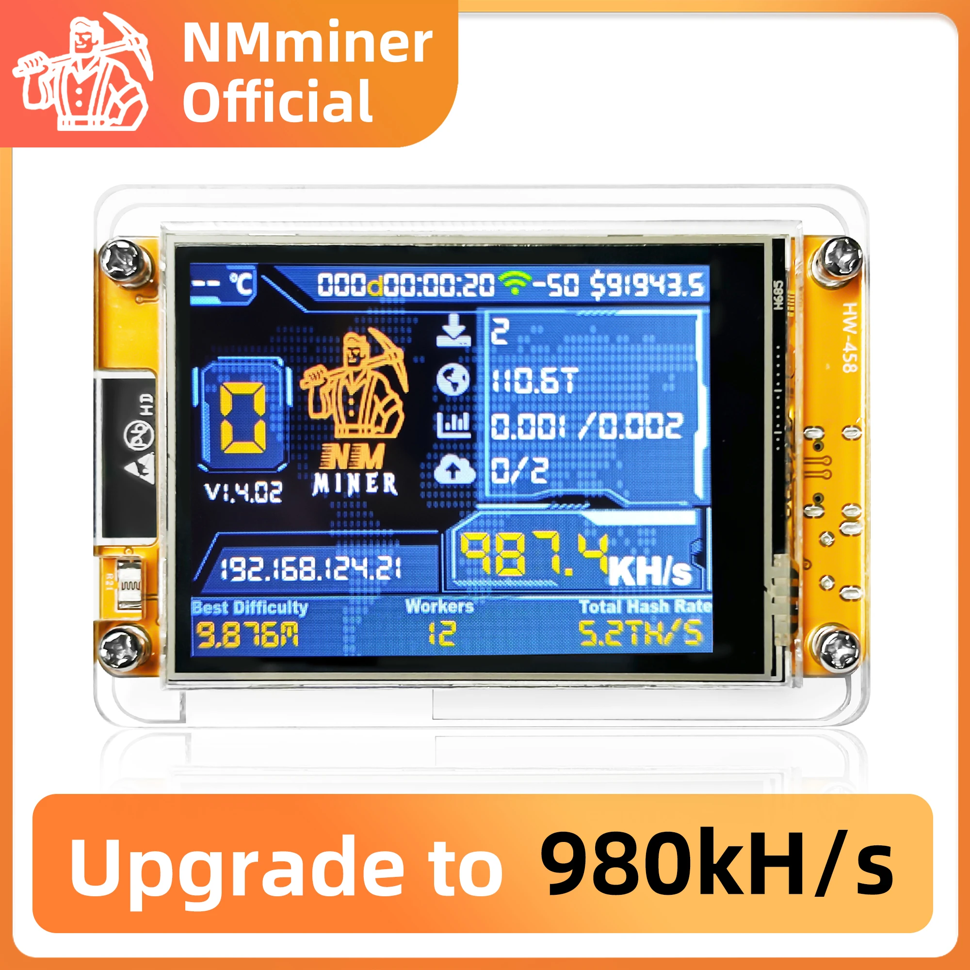 

Bitcoin NerdMiner V2 NMMiner ESP32 Lucky Miner Hashrate 980KH/s 2.8 inch Smart Display Crypto Solo Lottery ESP32-2432S028R WROOM