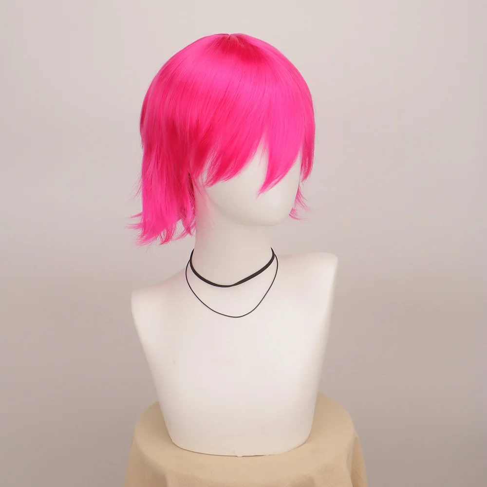 Peruca Cosplay Sintética Resistente Ao Calor, Anime Constrangimento, Curto Rosa Rosa, Dentro Out2, Festa a Traje
