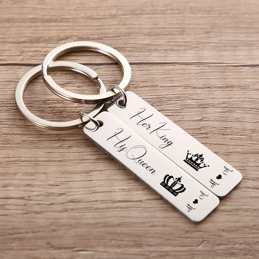 2pcs Custom Personalized Couples Keychain Set,Matching Couples Gift,Gift For Him, Anniversary,Valentines Gift,Hers Keychain Set