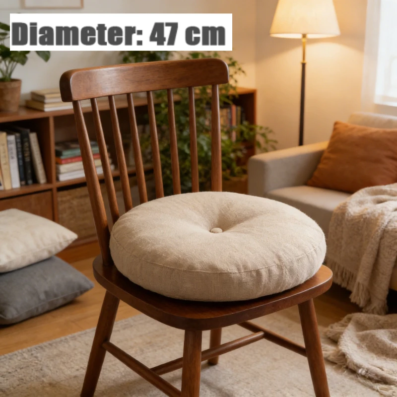 

Thickened Soft Round Floor Cushion Breathable Cotton Linen Fabric Pearl Cotton Filling Seat Pad for Meditation Office Home Decor