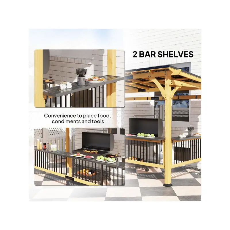 مظلة شواء شواء خشبية، مأوى للطهي في الهواء الطلق، مقاومة للماء والأشعة فوق البنفسجية، مثالية لحفلات الشواء في الفناء الخلفي