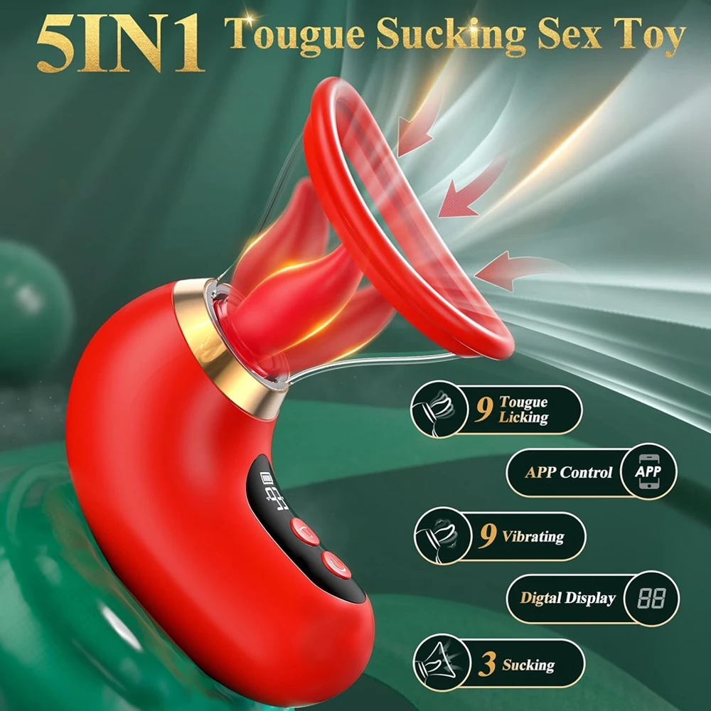 Sucker Tongue Licking Vibrator App Control Female Orgasm Vagina Nipples Clitoris Stimulator Masturbator  Sex Toy for Women image 2