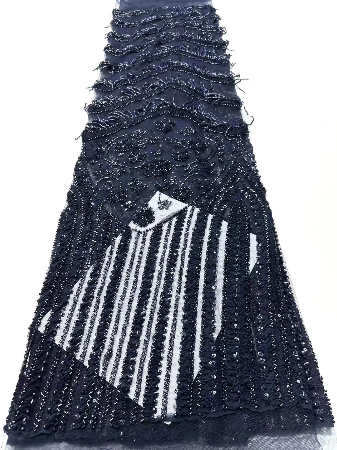 3D Lace Fabric Sequins Beaded Embroidery Groom Nigerian Bridal High Quality French Tulle Lace Fabric For Wedding Party AH1826