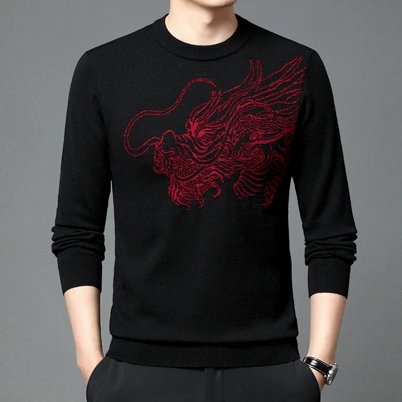 

Men's New Top Comfortable and Casual Personalized Printed Round Neck Sweater