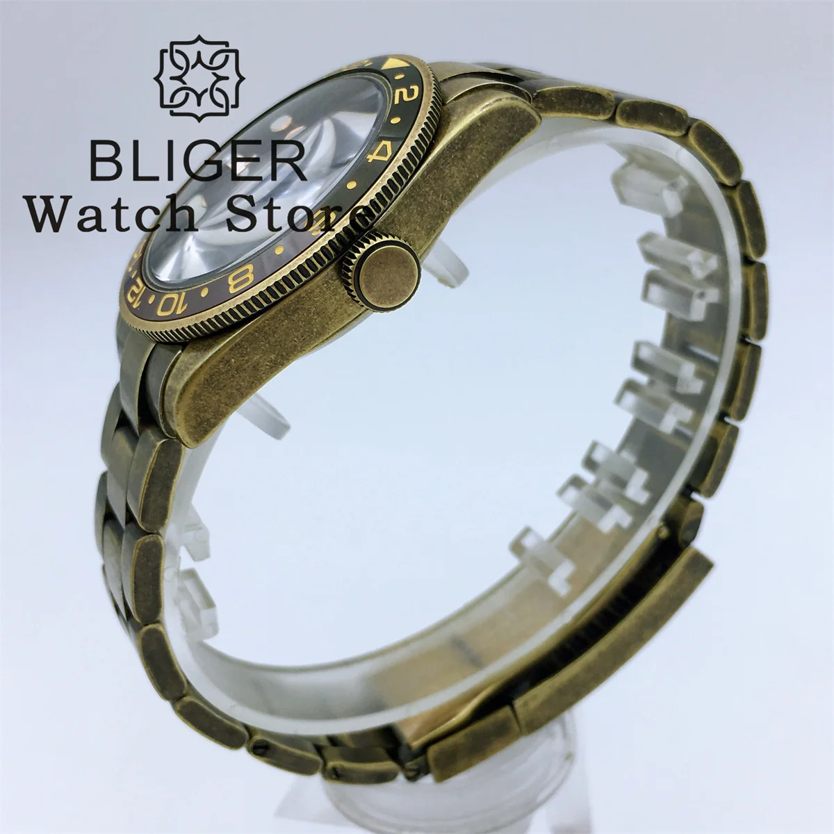 BLIGER 39mm Bronze BB58 NH35A PT5000 Automatic Mechanical Men Watches Dome Sapphire Glass Bronze Dial Luminous Deepwaterproof