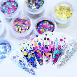 10 ml Nail Art Sequins Holographic Round Shape Nails Accessories Colorful Bubble Glitter Flake Mixed Manicure DIY Art Decoration