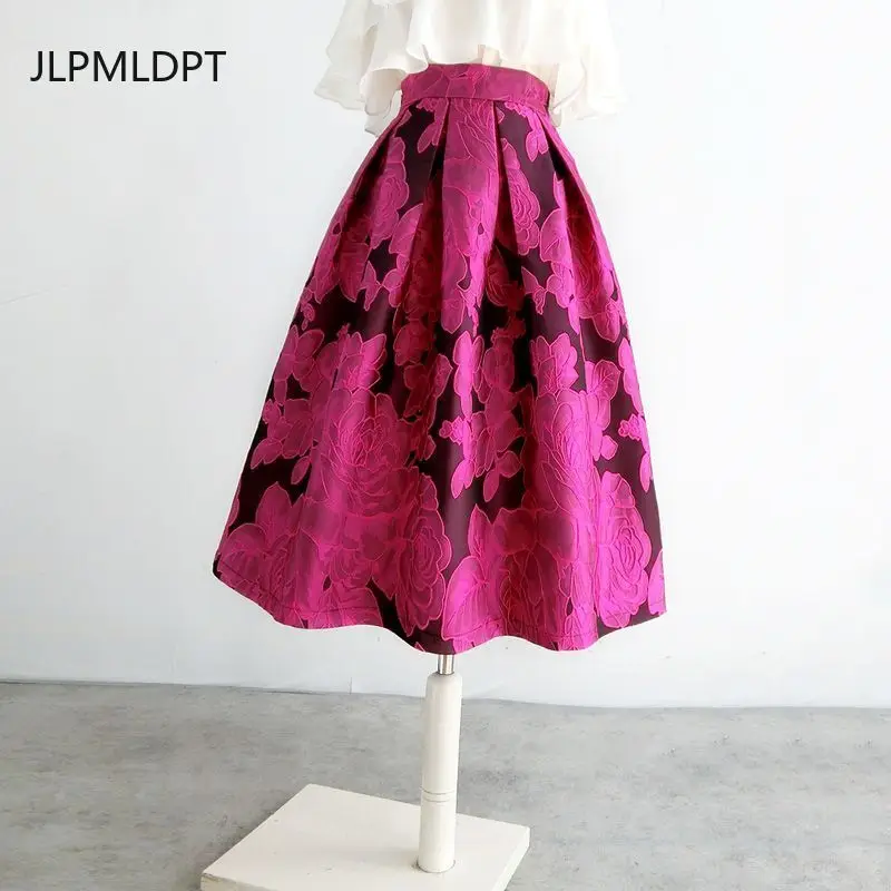 

Big Peony Jacquard Medium and Long 2025 Summer New Product Retro Rose Red Hepburn Skinny High Waist Skirt