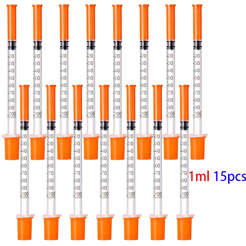 30 stuks 0,5 ml/1 ml wegwerp plastic veterinaire spuiten met naalden, geschikt voor huisdieren en boerderijdieren, handmatige push-type spuiten met naalden, boerderijdierspuiten, geschikt voor katten,