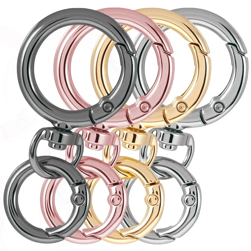 2 Sets Round Spring Snap Carabiner Clip O Rings Swivel Trigger Hook Metal Clasps Keychain for Handbag Lanyards DIY Crafts