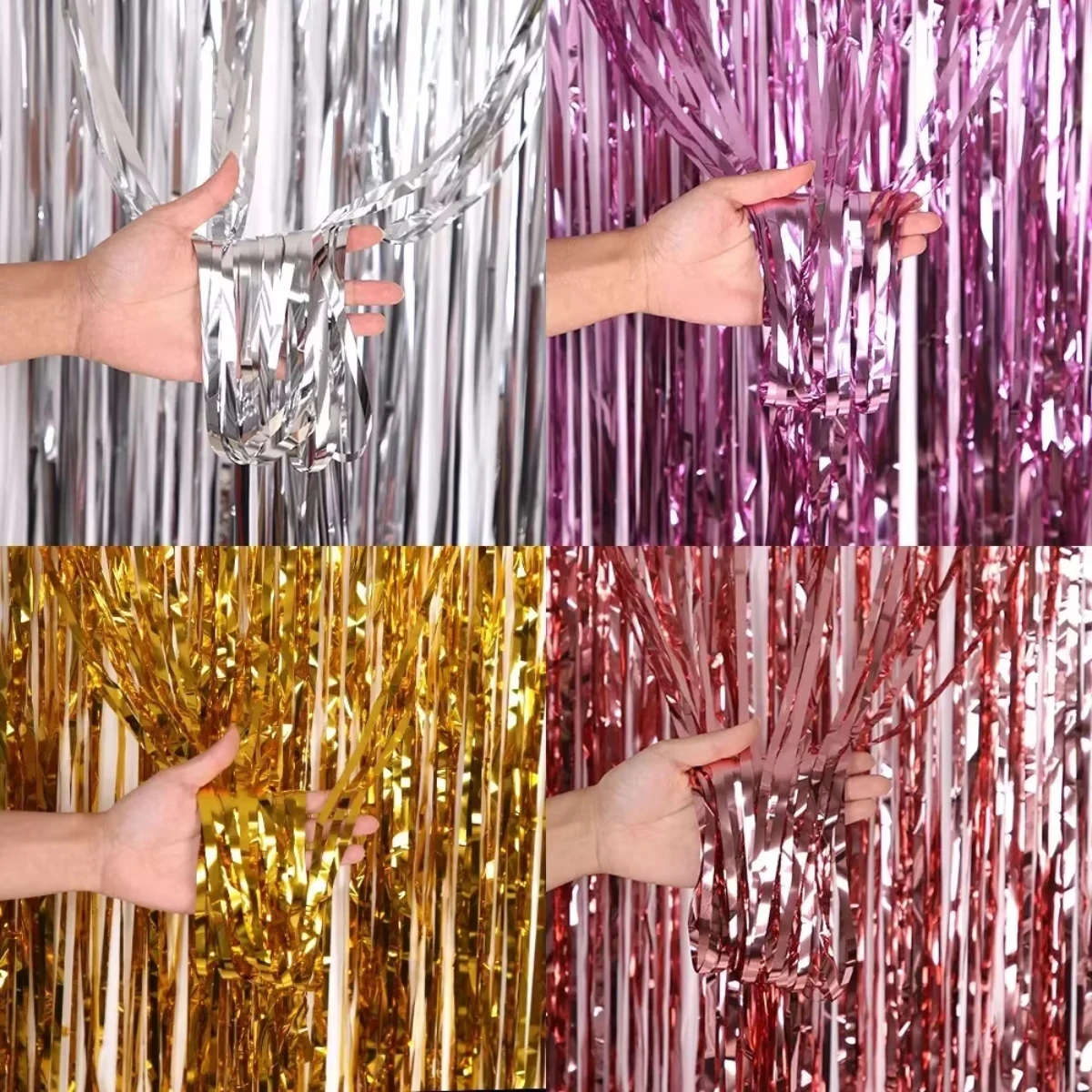 

Birthday Party Wedding Decoration Backdrop Curtains Glitter Glossy Fringe Tinsel Foil Curtain Baby Shower Anniversary Wholesale