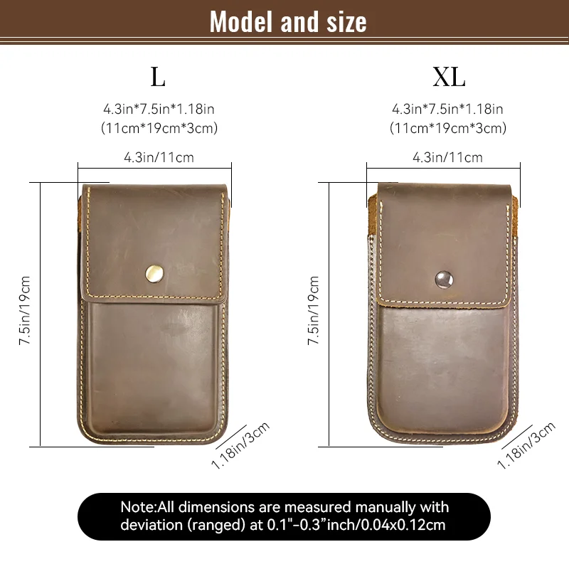 1pcGenuine Leather Phone Case for Men, Retro Series, Outdoor Companion to Liberate Your Hands, Casual Gift