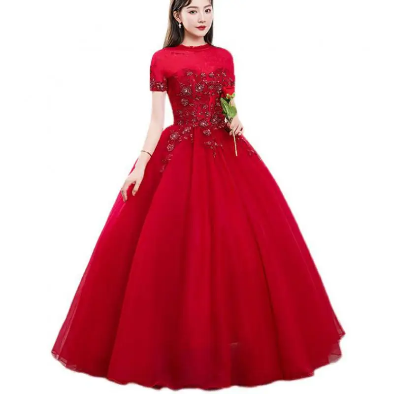 Vestidos de quinceañera de tul personalizados, delicados vestidos de baile de flores con cuentas y manga corta, clásico, elegante, largo, Sukienka Balowa