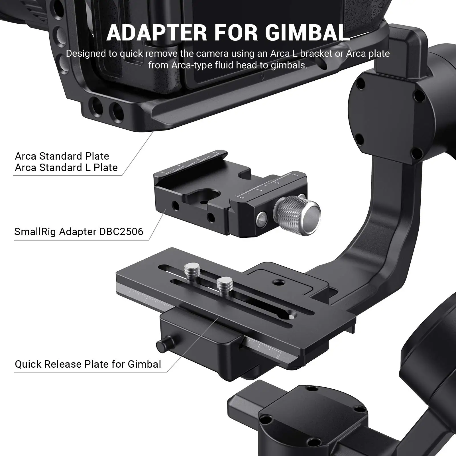 SmallRig DSLR Arca-Type Quick Release Clamp for DJI Ronin S/Ronin SC for ZHIYUN Crane for Weebill S Gimbals Arca Baseplate -2506