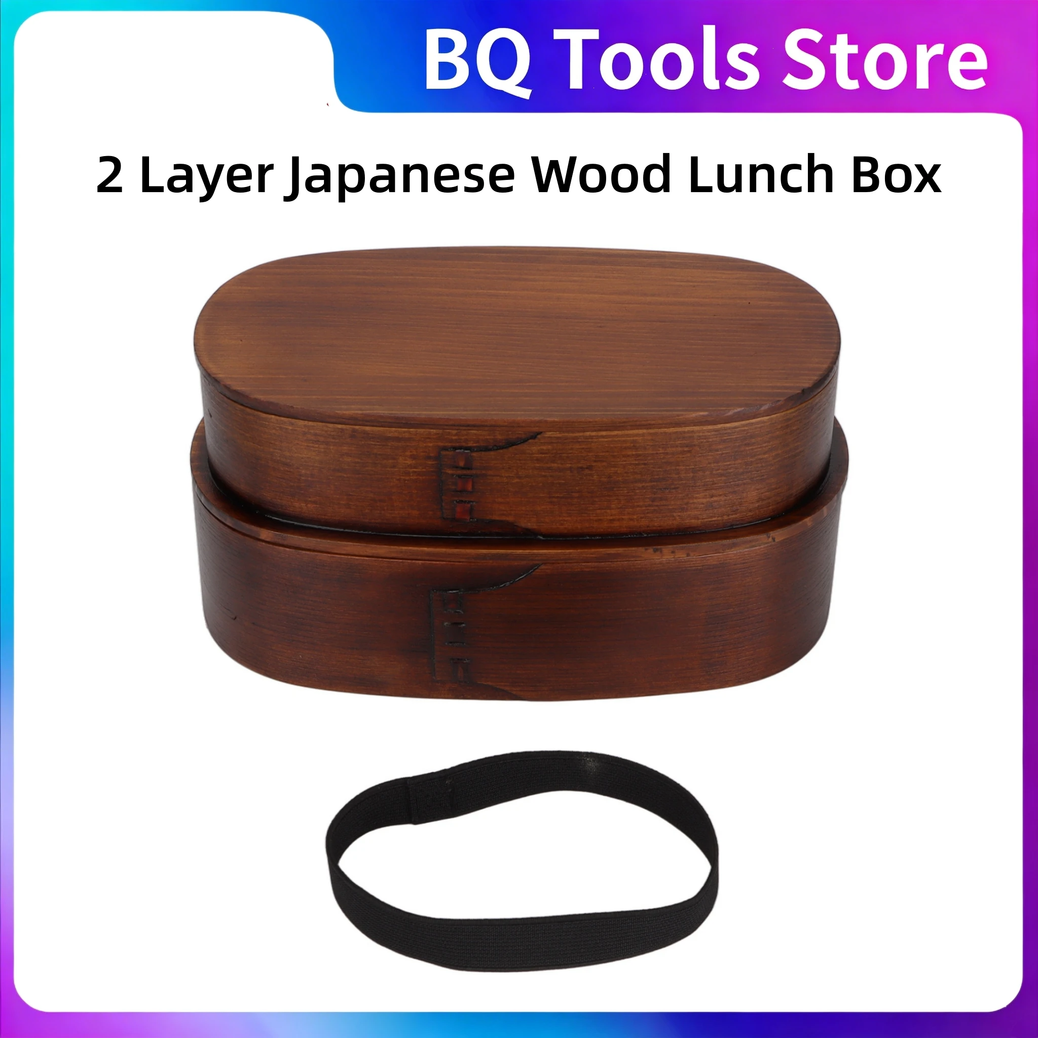 2 Layer Japanese Wood Bento Lunch Box Protable Bento Lunch Box Kids Adults Hiking Climbing Office School Lunch Containers Tools