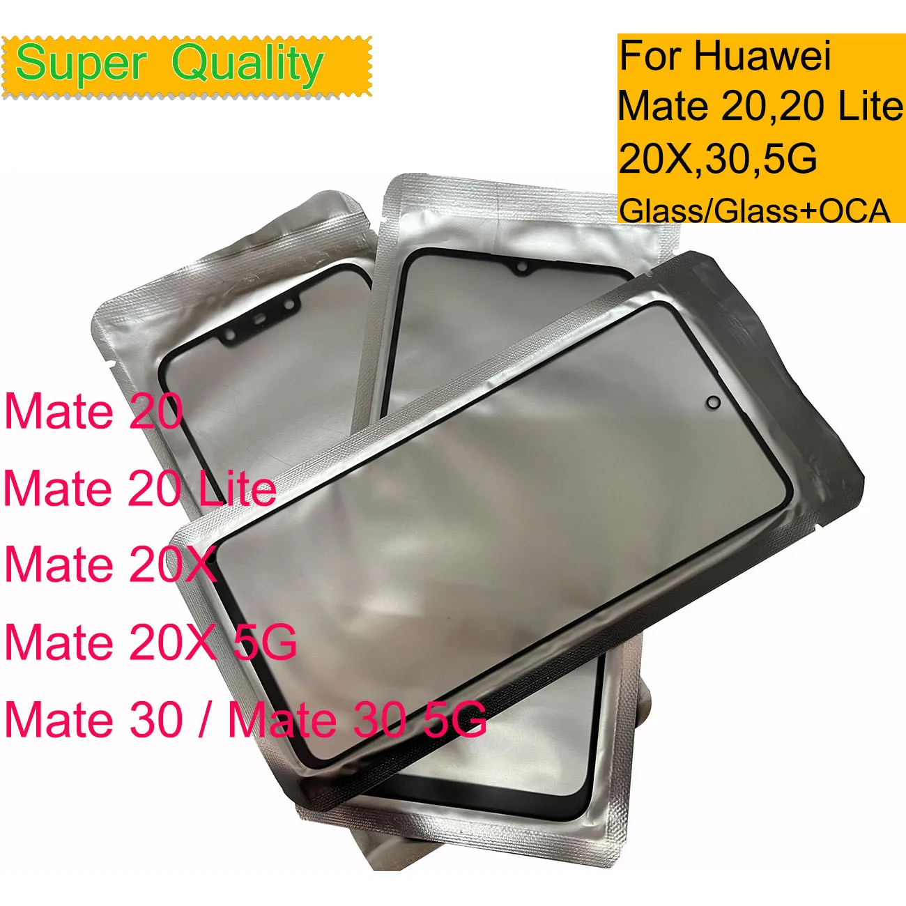 

10Pcs/Lot Front Outer Glass For Huawei Mate 30 Touch Screen Panel LCD Lens Mate 20 Lite 20X 5G Glass With OCA