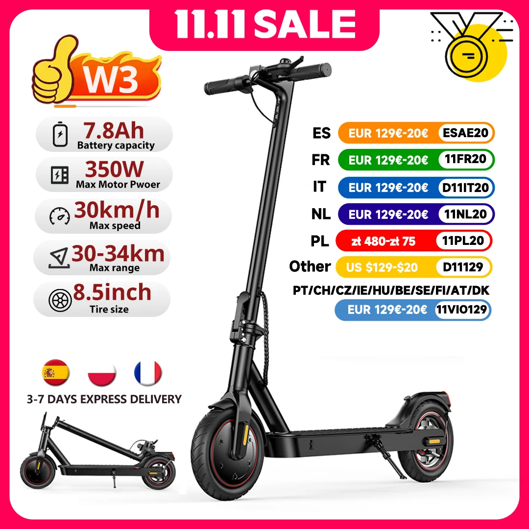 W3 elektromos roller 350W 8,5 hüvelyk