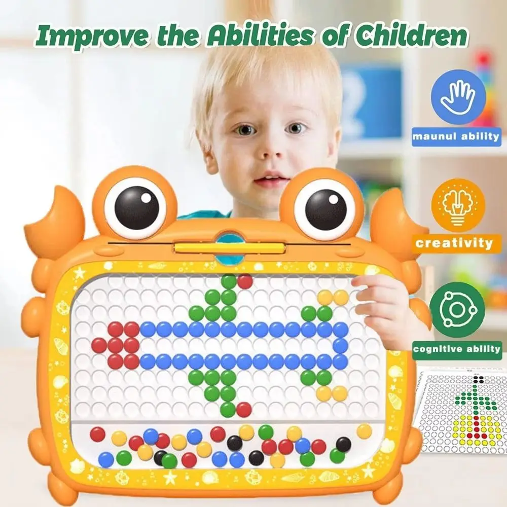 Plastic Magnetic Crab Drawing Board with Magnetic Pen Montessori Graffiti Board Multicolor Round Magnetic Sketchpad Toys