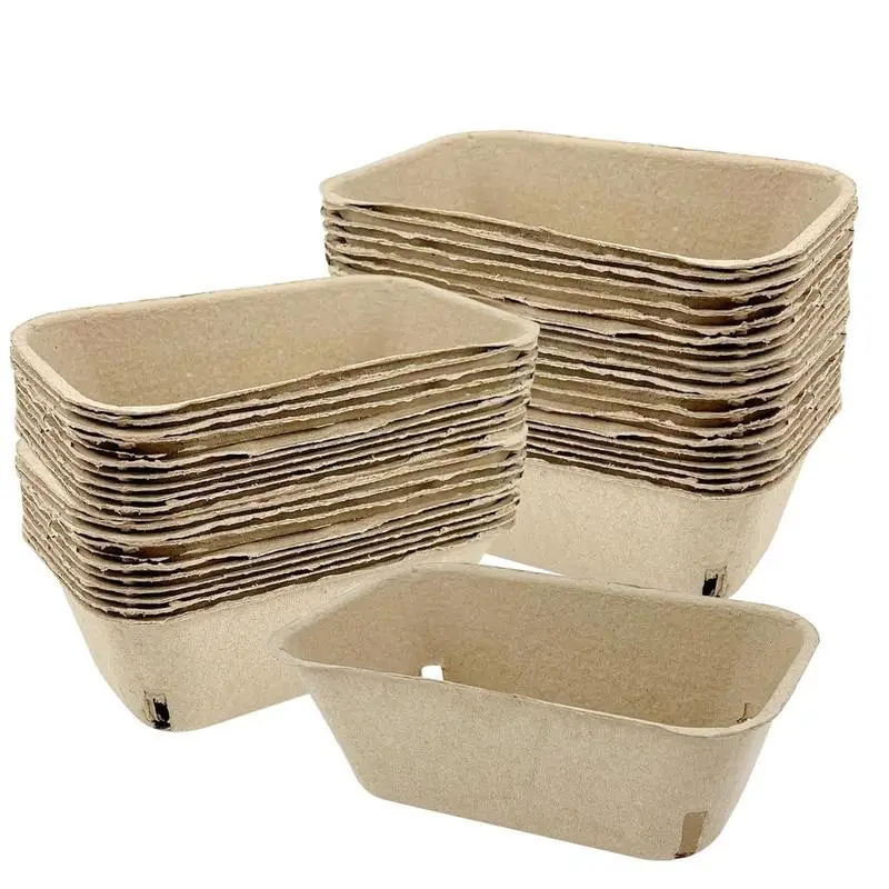 

50Pcs Pulp Fiber Berry Basket Household Fruit Containers Berry Fruit Basket Paper Pulp Baskets For Fruits And Vegetables