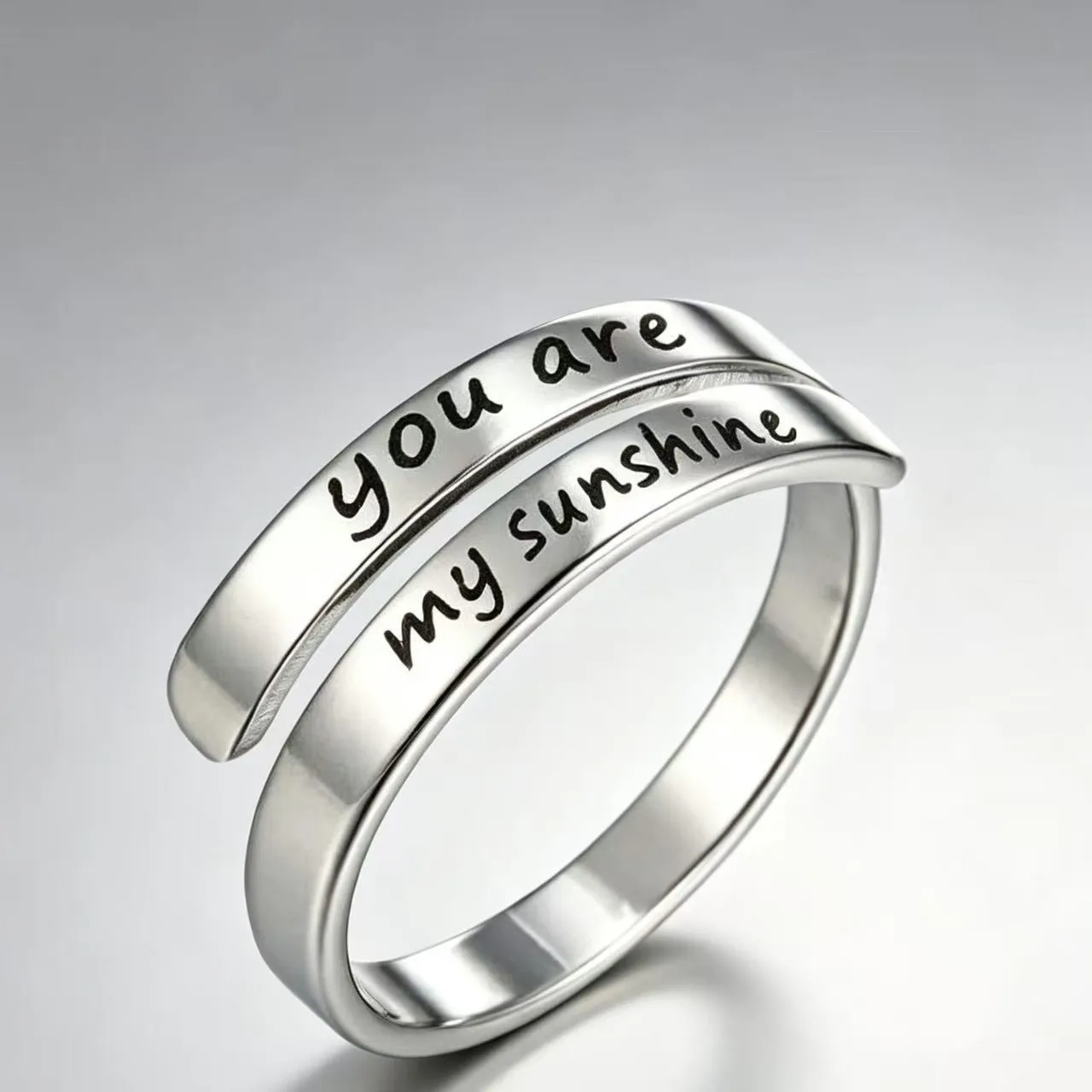 Adjustable Positive Affirmation Ring, Self Love Mantra Band, Two Layer Statement Jewelry, Dainty Mental Health Awareness Gift