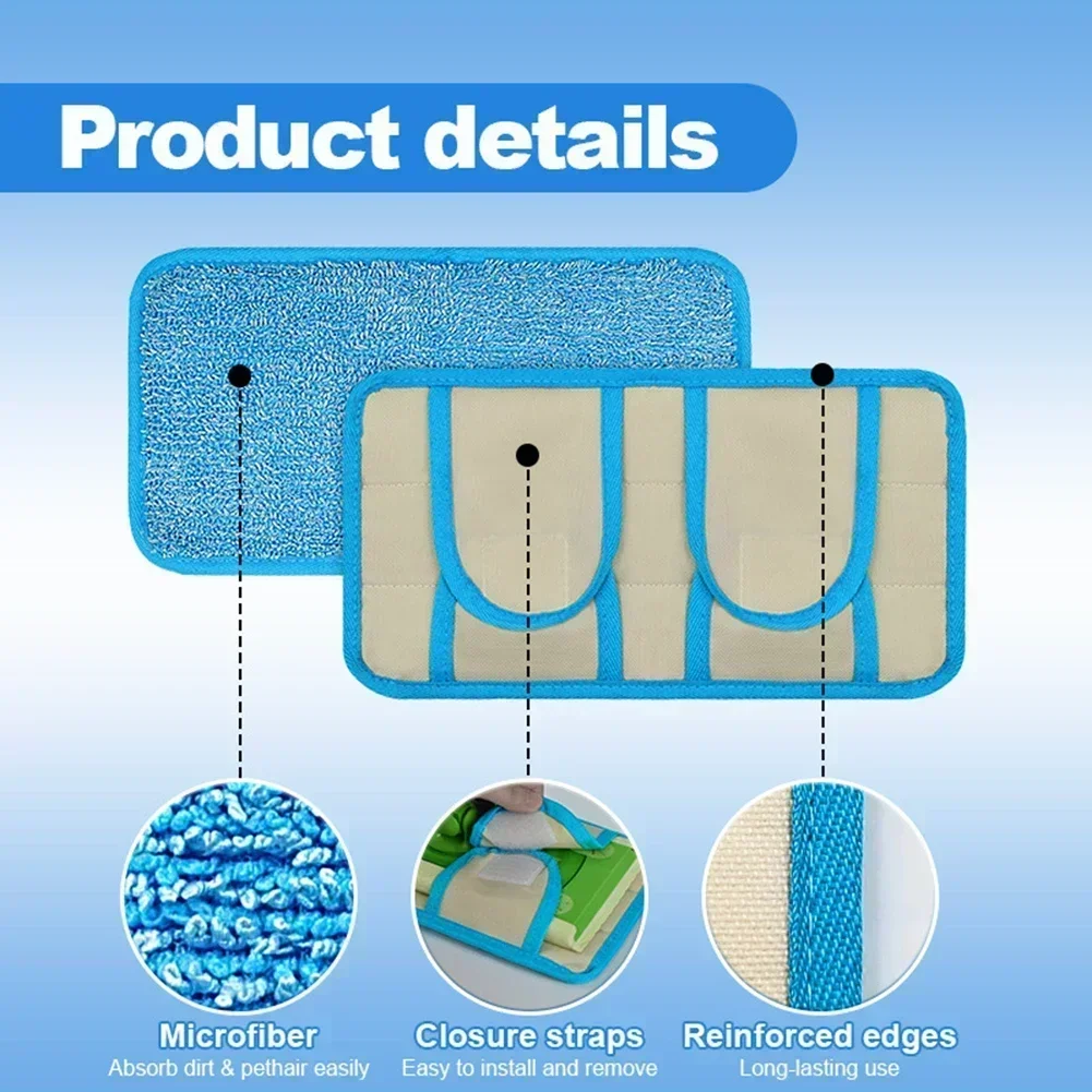 2/4*Podkładki do mopa 29*15,5 cm Podkładki wielokrotnego użytku do mopów zamiatających Zmywalne wkłady do mopa z mikrofibry 12-calowe jednorazowe