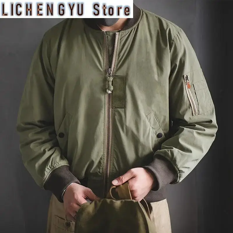 

Bomber Jacket Thickened Splicing Baseball Flight Coat with Inner Pocket for Men's Winter Cotton Padded Jacket