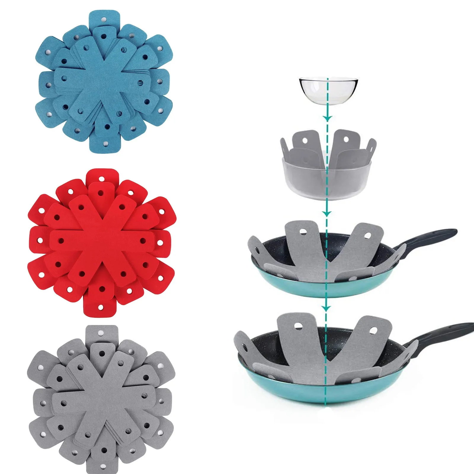 12-Piece Non-Stick Pan Protector Mat Snowflake-Shaped Scratch-Resistant Pan Protector Mat Heat-Insulating Cookware Storage Mat