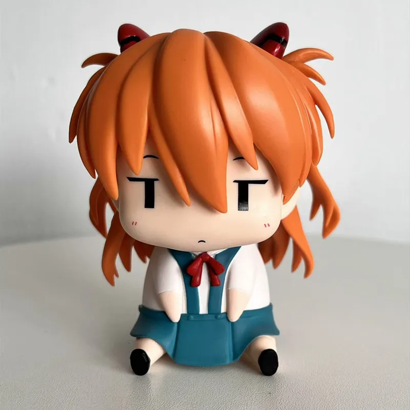 Q-Version Asuka Makinami Ayanami Rei Eva Anime Figure Kawaii Garage Kit Model Sitting Posture Ornament Doll Children'S Toy Gifts