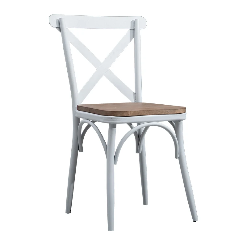 

Solid wood wrought iron complete European simple backrest dining chair coffee chair