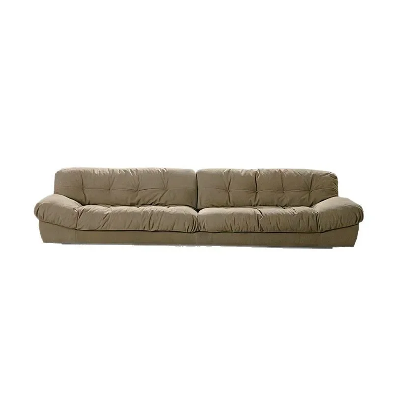 Cloud soft bag sofa leather sofa Italian minimalist sofa large flat straight row three-person so fa