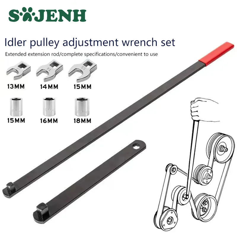 

8PCS Universal Drive Serpentine Belt Adjustment Tightening Wrench Tool Adjustable Auto Repair Tool Sleeve Sturdy Repair Parts