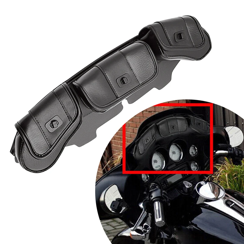 Motorcycle 3-Pocket Windshield Batwing Fairing Pouch Bag For Harley Electra Street Glide FLHX 1993-2013