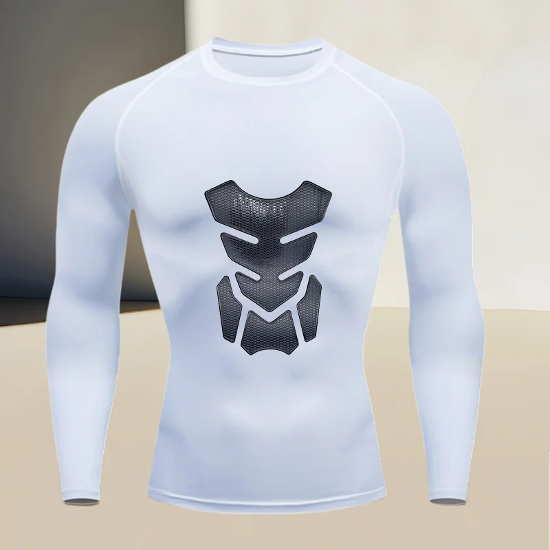 Herren-Kompressionsshirt mit Rundhalsausschnitt, schnelltrocknend, langärmlig, bedruckt – ein Must-have für High-Stretch-Fitness und Outdoor-Sport.