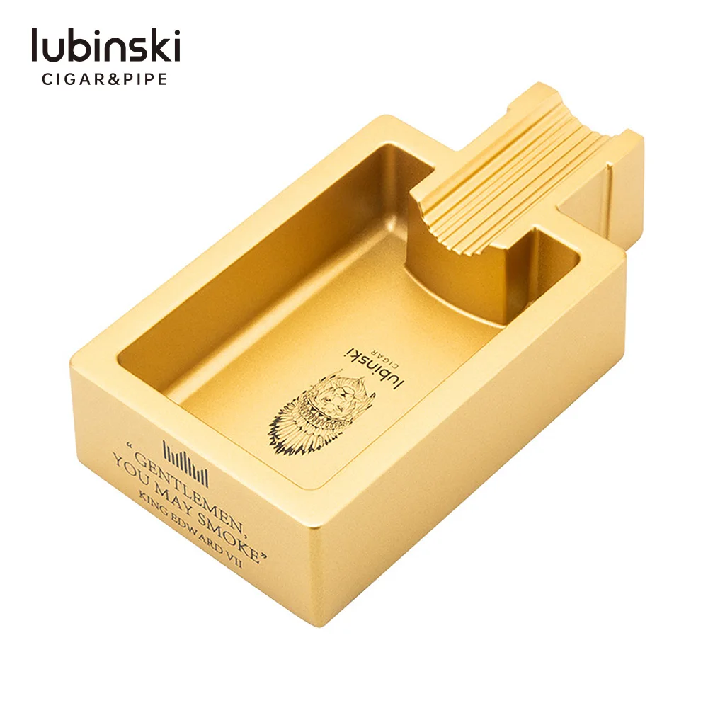 Lubinski Factory Simple Cigar Ashtray 4 colors Zinc Alloy square ashtray