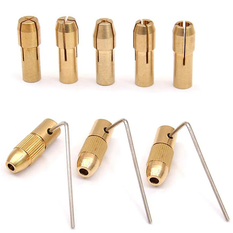 

ABXF-6 Наборы латунных сверлильных патронов 0,5-3 мм, маленькая цанга для электрических сверл, подходит для вращающихся инструментов Dremel, 3 размера - 2,0 мм, 2,35 мм, 3,17 мм