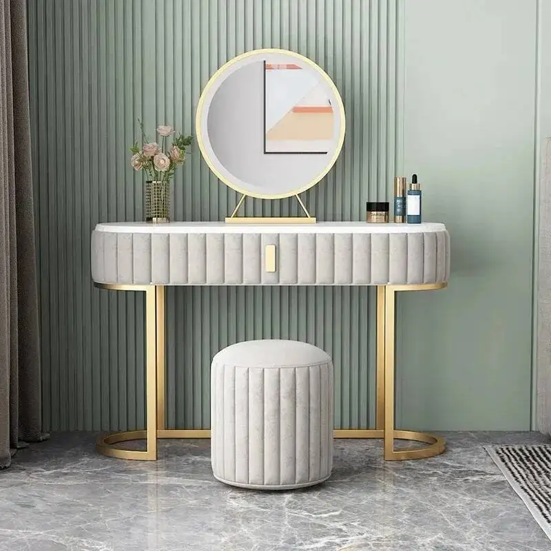 

Storage Vanity Aesthetic Make Gray Table Gold Up Salon Bedroom Dresser Organizer Space Saving Meuble Coiffeuse Bedroom Furniture