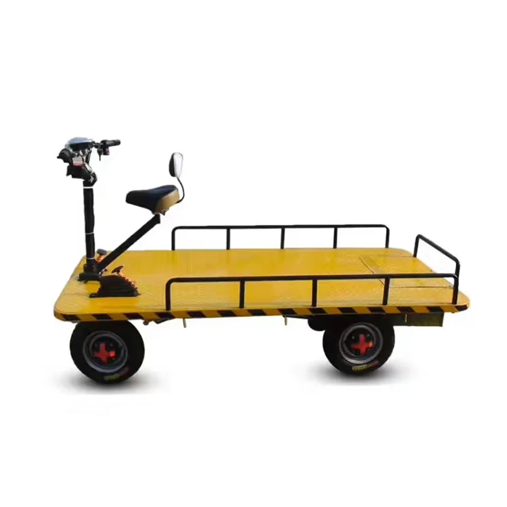 1000kg Loading 4-Wheel Tool Handling Large Capacity Electrical Flat Plate Carrier Warehouse Tool Push Hand Trolley Cart