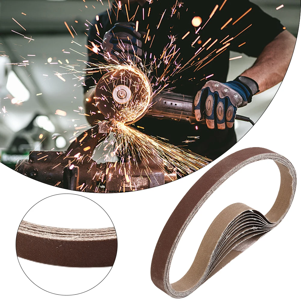 10 PCS/Set Sanding Belts 60-600-Grit Abrasive Bands For 15x452 Mm M10 Sanders File Sanders Belt Wood Soft Metal Polishing