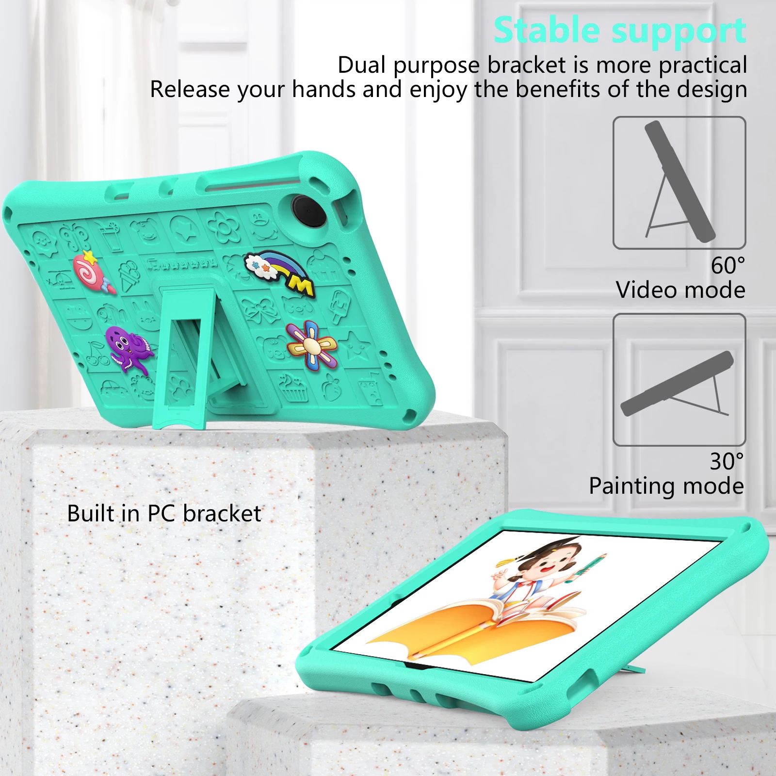 OligKids Case pour Samsung Galaxy Tab A9 Plus 2023 11 "SM-X210 SM-X215 SM-X216B Cute Funda Tablet Cover avec support de déclinaison intégré