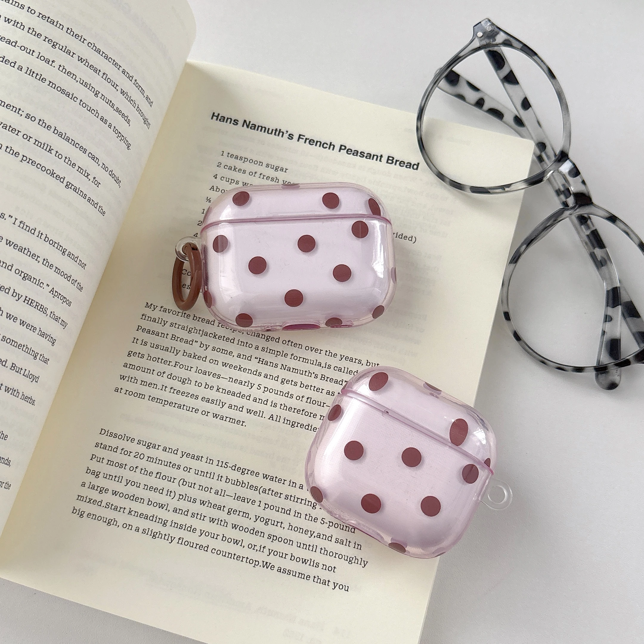 Simple Sweet Brown Polka Dot Pattern Transparent Purple Protective Earphone Case Cover Case For AirPods 1 2 3 4 Pro Pro2 Pro3 - view 2